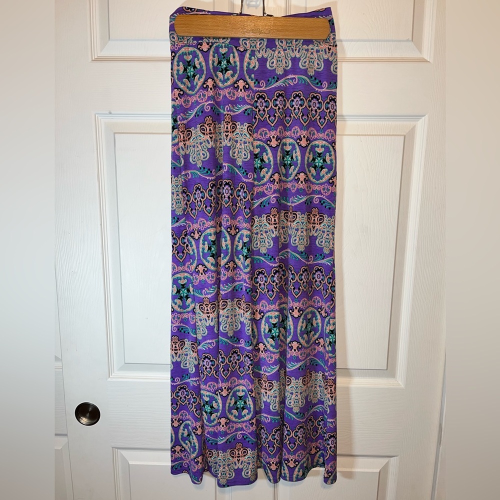 Vibrant Purple Patterned Wide Leg Pants